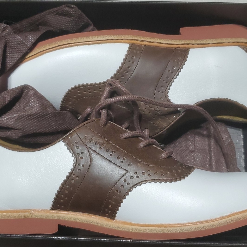 Boys Cole Haan Air Saddle Ox Shoes Brown/White